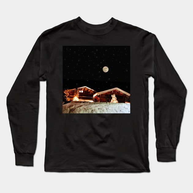 Swiss Winter Chalet Long Sleeve T-Shirt by PabloPKasso